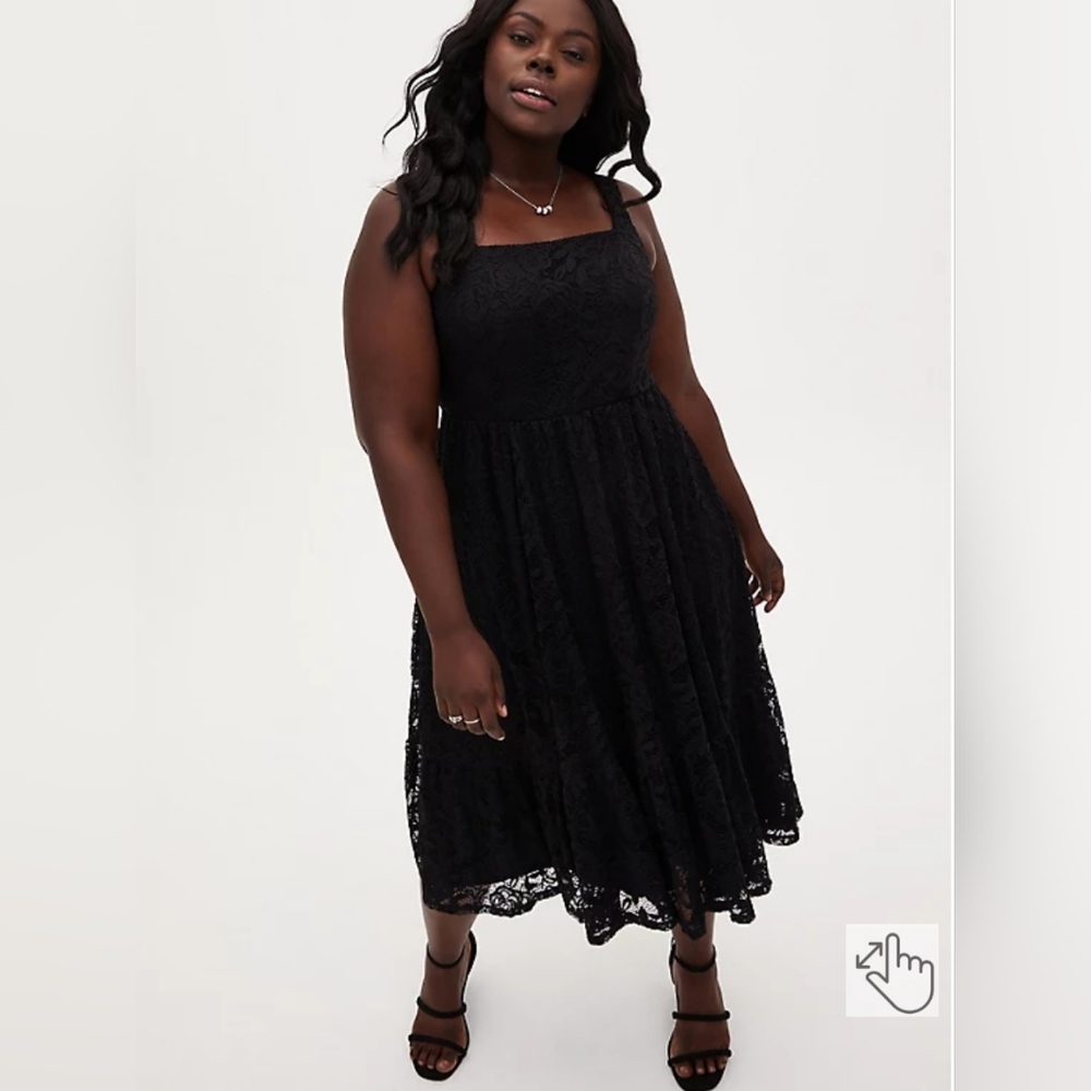 Torrid - Square Neck Lace Skater Dress in Black - Size 20 - NEW